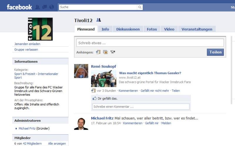 Jetzt hat auch das Tivoli12 Magazin einen Platz in Facebook